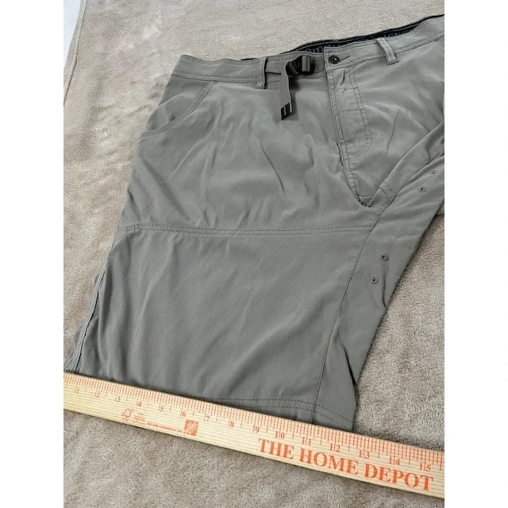 PrAna zion Shorts Mens Size 40Wx10L Waist Khaki Brown Belted Cargo hiking‎ nylon